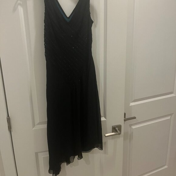 Adrianna Papell Black Silk Multi-color Beaded Formal Dress Size 6 - Picture 1 of 6